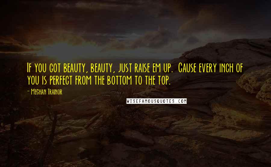 Meghan Trainor Quotes: If you got beauty, beauty, just raise em up.  Cause every inch of you is perfect from the bottom to the top.