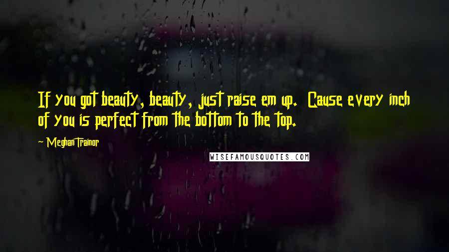 Meghan Trainor Quotes: If you got beauty, beauty, just raise em up.  Cause every inch of you is perfect from the bottom to the top.