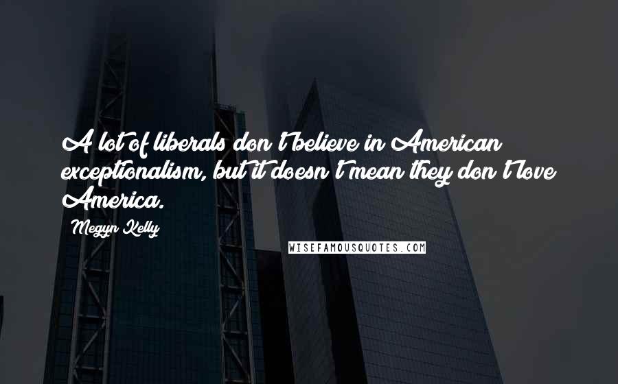 Megyn Kelly Quotes: A lot of liberals don't believe in American exceptionalism, but it doesn't mean they don't love America.