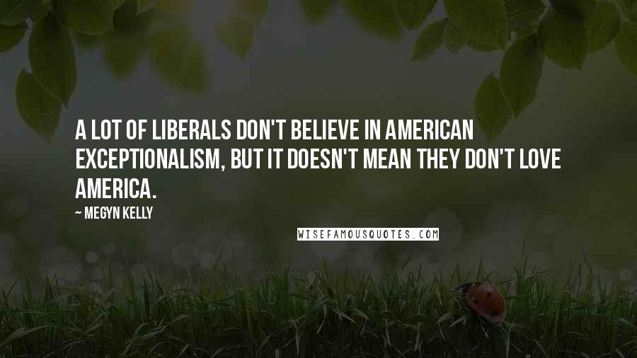 Megyn Kelly Quotes: A lot of liberals don't believe in American exceptionalism, but it doesn't mean they don't love America.