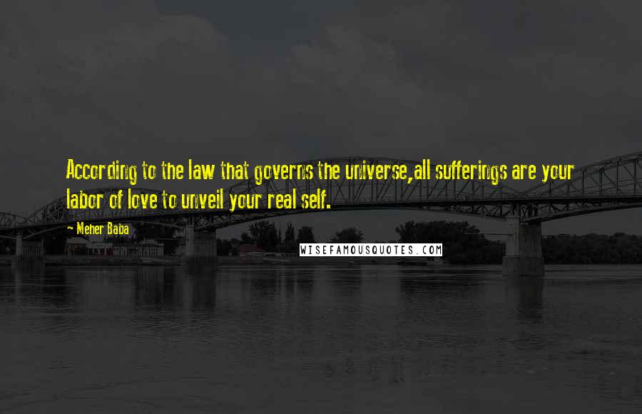 Meher Baba Quotes: According to the law that governs the universe,all sufferings are your labor of love to unveil your real self.