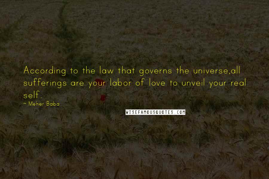 Meher Baba Quotes: According to the law that governs the universe,all sufferings are your labor of love to unveil your real self.