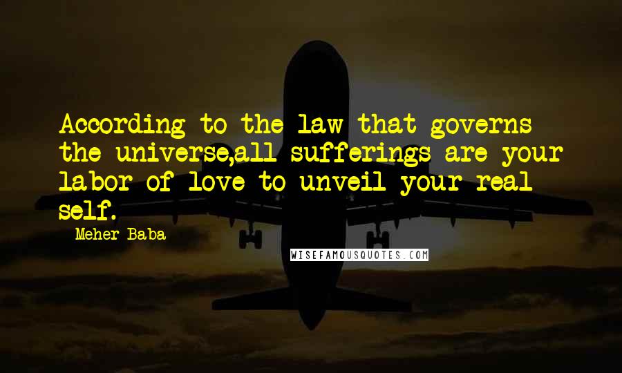 Meher Baba Quotes: According to the law that governs the universe,all sufferings are your labor of love to unveil your real self.