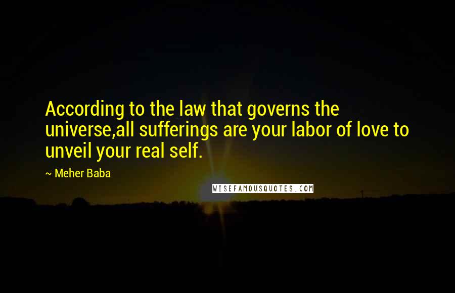 Meher Baba Quotes: According to the law that governs the universe,all sufferings are your labor of love to unveil your real self.