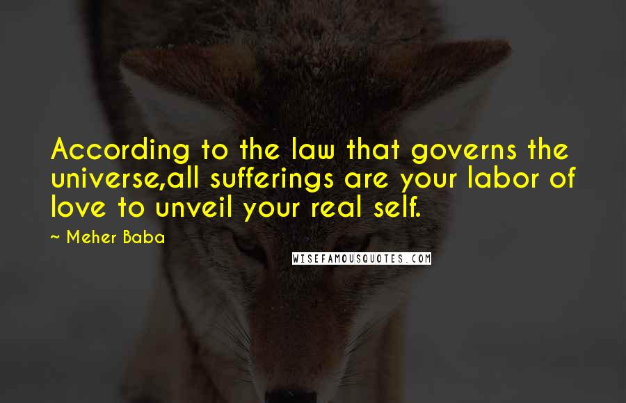 Meher Baba Quotes: According to the law that governs the universe,all sufferings are your labor of love to unveil your real self.