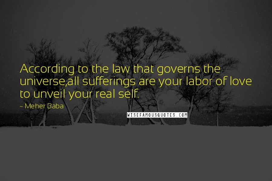 Meher Baba Quotes: According to the law that governs the universe,all sufferings are your labor of love to unveil your real self.