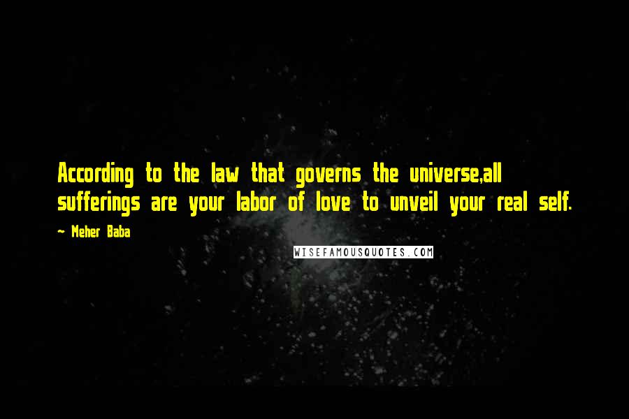 Meher Baba Quotes: According to the law that governs the universe,all sufferings are your labor of love to unveil your real self.