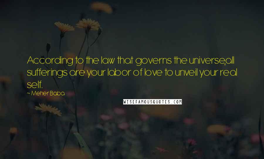 Meher Baba Quotes: According to the law that governs the universe,all sufferings are your labor of love to unveil your real self.