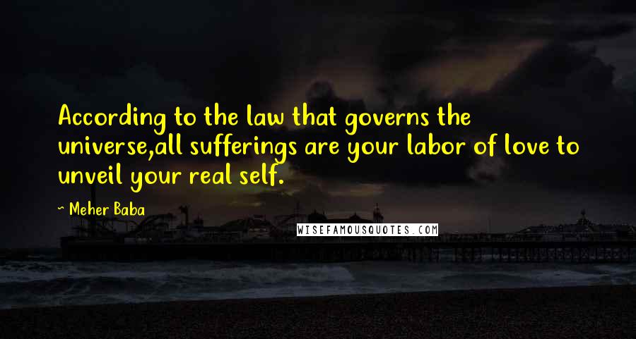 Meher Baba Quotes: According to the law that governs the universe,all sufferings are your labor of love to unveil your real self.