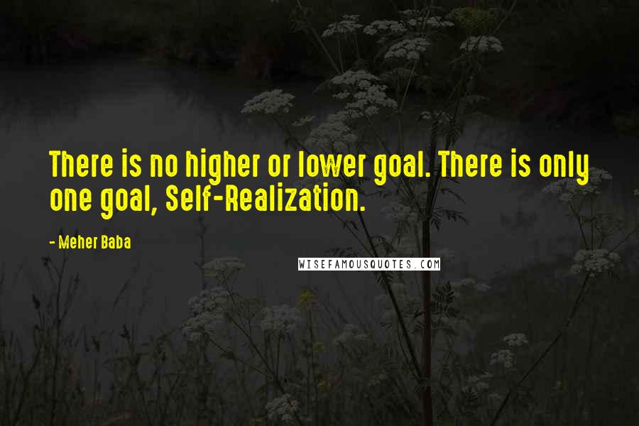 Meher Baba Quotes: There is no higher or lower goal. There is only one goal, Self-Realization.