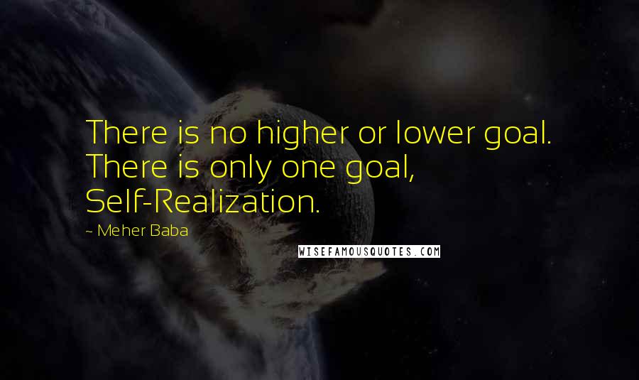 Meher Baba Quotes: There is no higher or lower goal. There is only one goal, Self-Realization.
