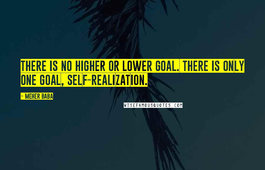 Meher Baba Quotes: There is no higher or lower goal. There is only one goal, Self-Realization.