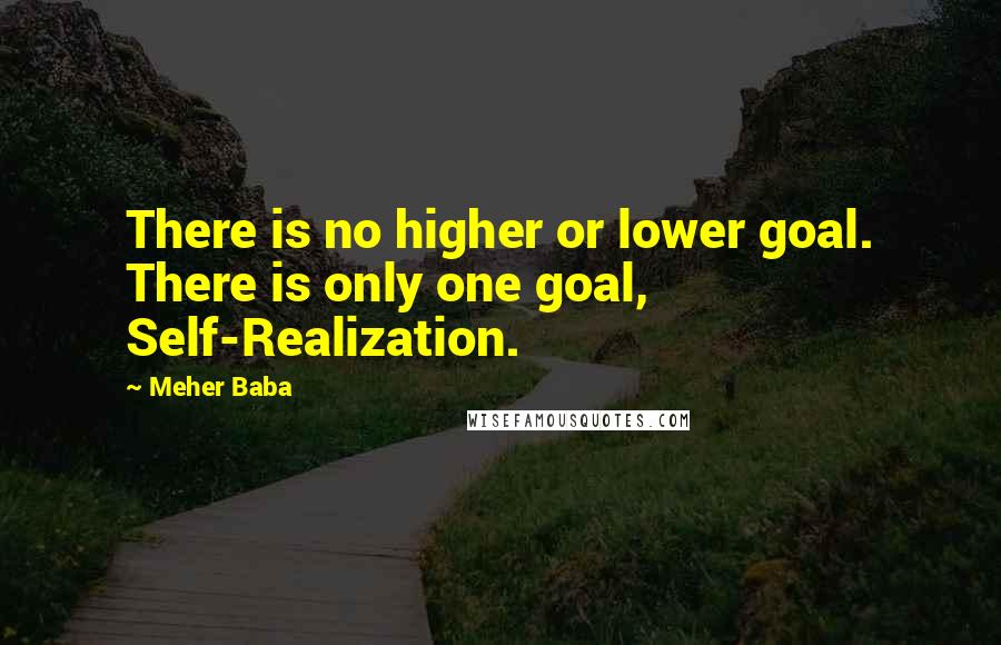 Meher Baba Quotes: There is no higher or lower goal. There is only one goal, Self-Realization.