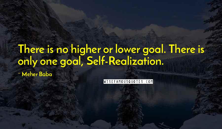 Meher Baba Quotes: There is no higher or lower goal. There is only one goal, Self-Realization.