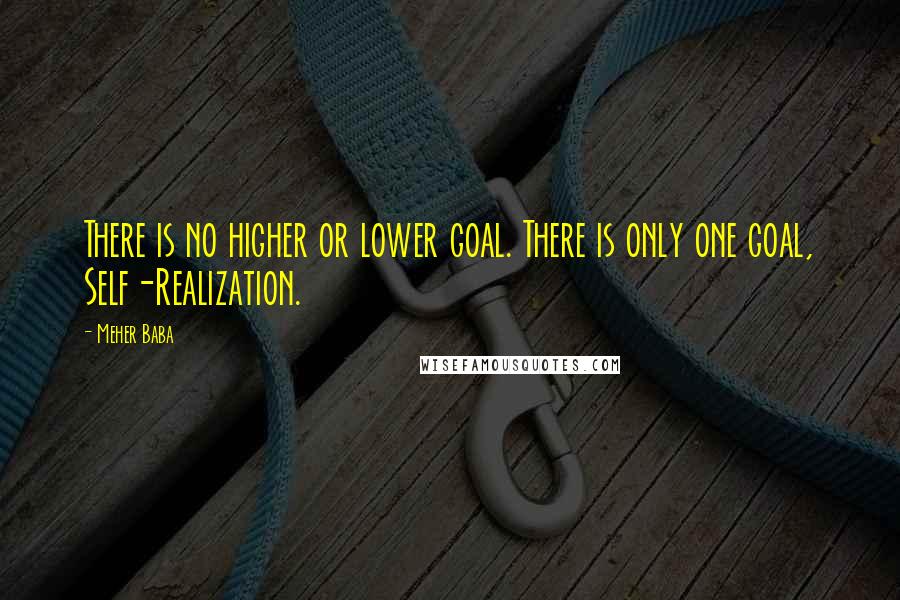 Meher Baba Quotes: There is no higher or lower goal. There is only one goal, Self-Realization.