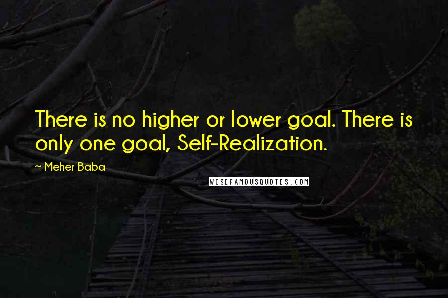 Meher Baba Quotes: There is no higher or lower goal. There is only one goal, Self-Realization.