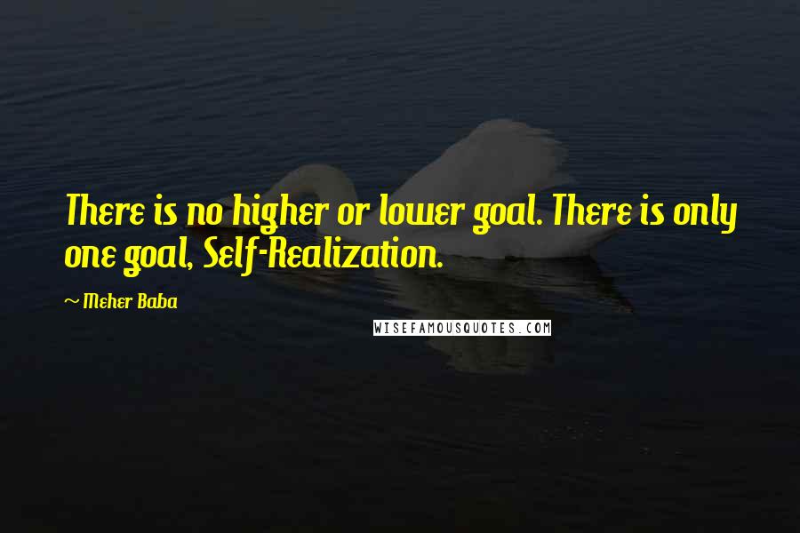 Meher Baba Quotes: There is no higher or lower goal. There is only one goal, Self-Realization.