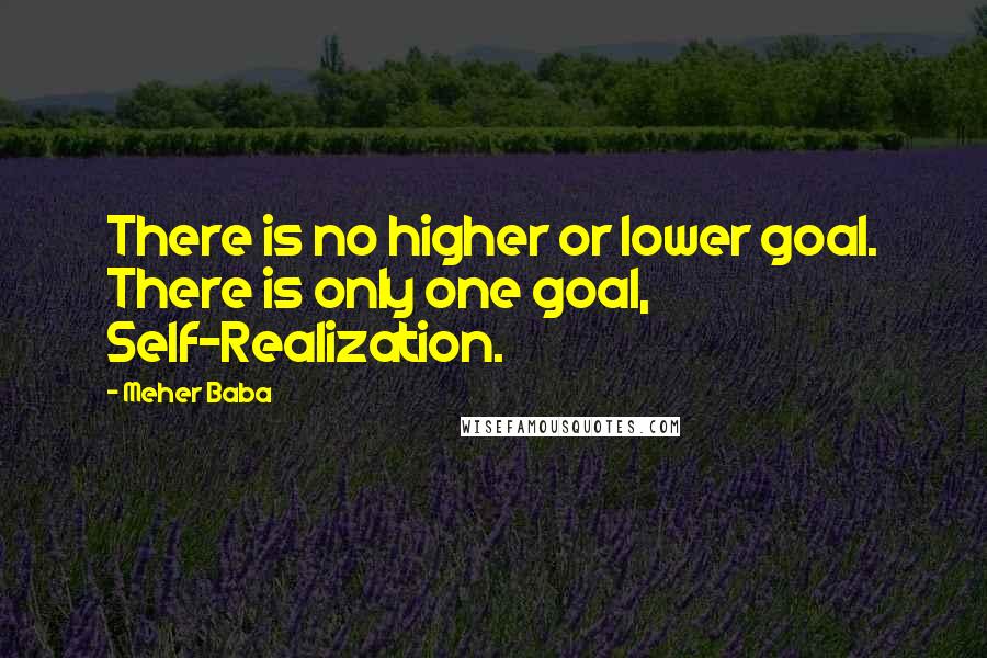 Meher Baba Quotes: There is no higher or lower goal. There is only one goal, Self-Realization.