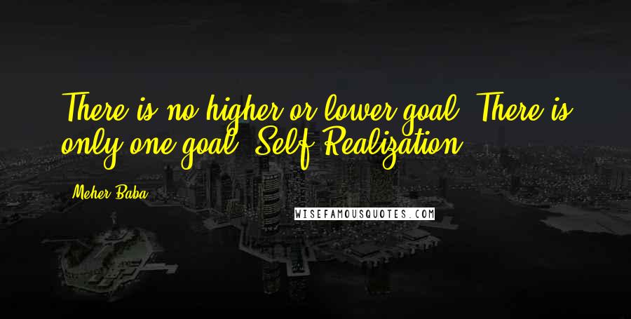 Meher Baba Quotes: There is no higher or lower goal. There is only one goal, Self-Realization.