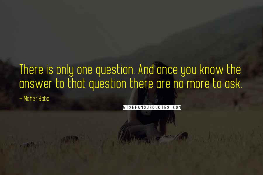 Meher Baba Quotes: There is only one question. And once you know the answer to that question there are no more to ask.