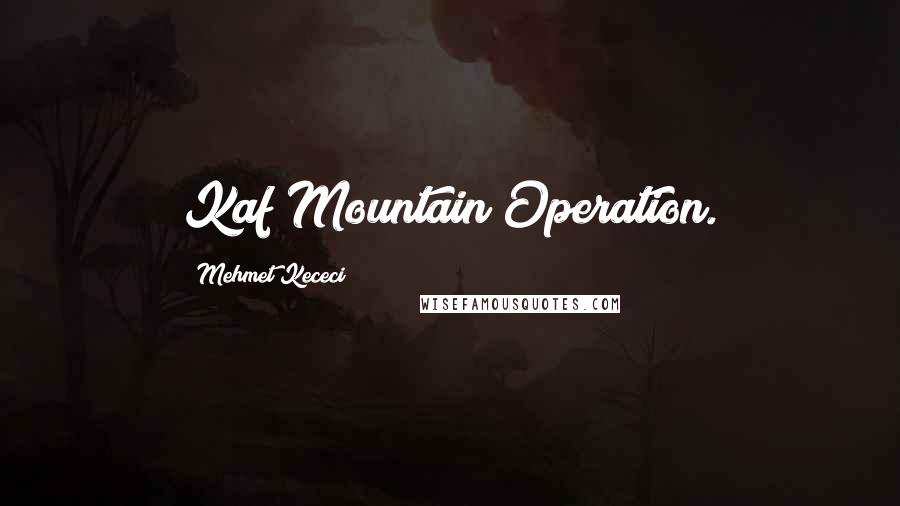 Mehmet Kececi Quotes: Kaf Mountain Operation.