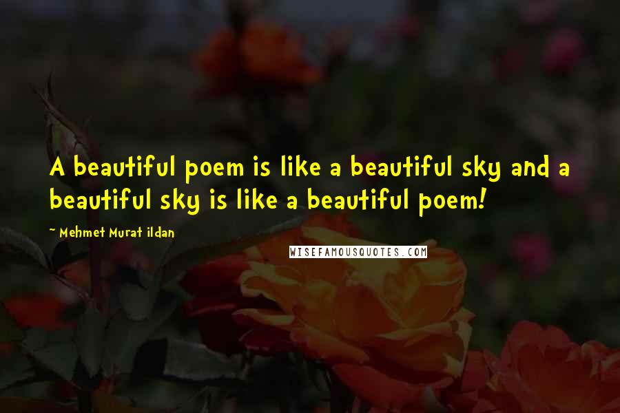 Mehmet Murat Ildan Quotes: A beautiful poem is like a beautiful sky and a beautiful sky is like a beautiful poem!
