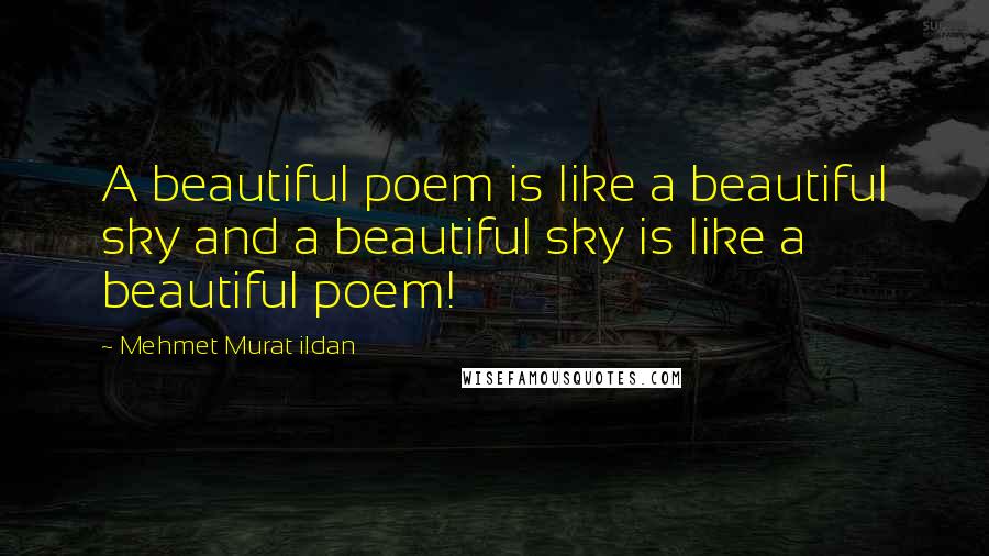 Mehmet Murat Ildan Quotes: A beautiful poem is like a beautiful sky and a beautiful sky is like a beautiful poem!