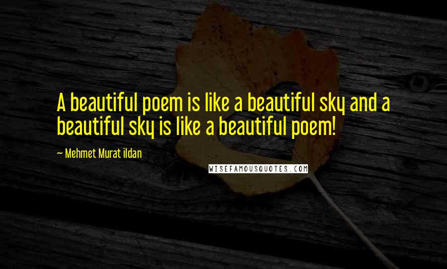 Mehmet Murat Ildan Quotes: A beautiful poem is like a beautiful sky and a beautiful sky is like a beautiful poem!