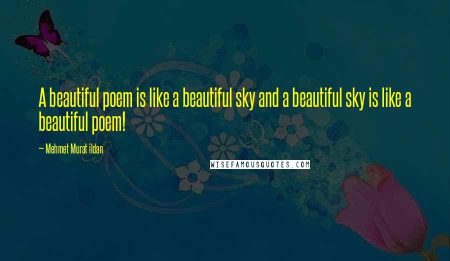 Mehmet Murat Ildan Quotes: A beautiful poem is like a beautiful sky and a beautiful sky is like a beautiful poem!