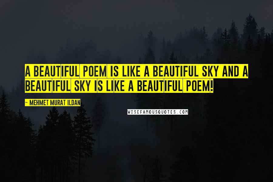Mehmet Murat Ildan Quotes: A beautiful poem is like a beautiful sky and a beautiful sky is like a beautiful poem!