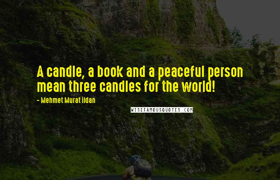 Mehmet Murat Ildan Quotes: A candle, a book and a peaceful person mean three candles for the world!