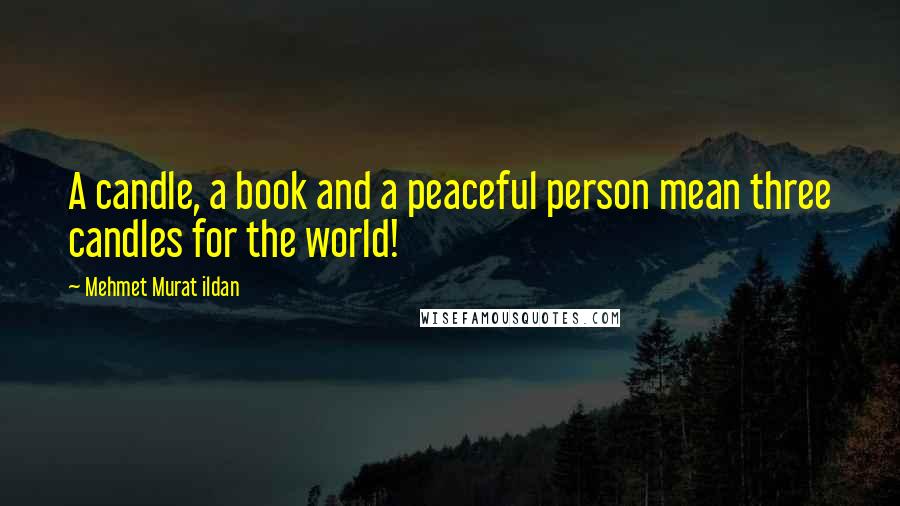 Mehmet Murat Ildan Quotes: A candle, a book and a peaceful person mean three candles for the world!