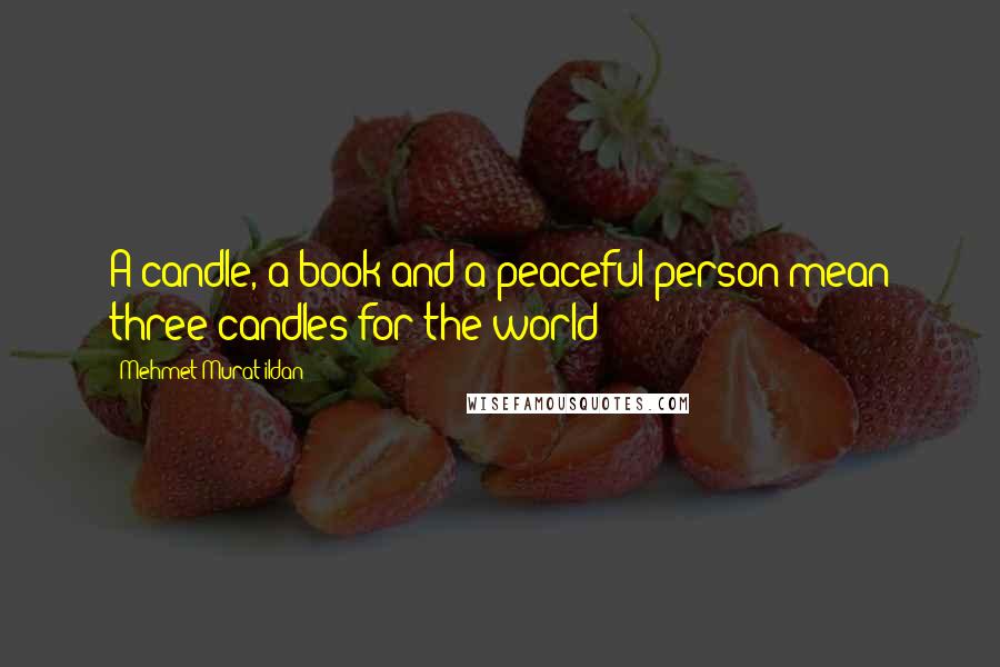 Mehmet Murat Ildan Quotes: A candle, a book and a peaceful person mean three candles for the world!