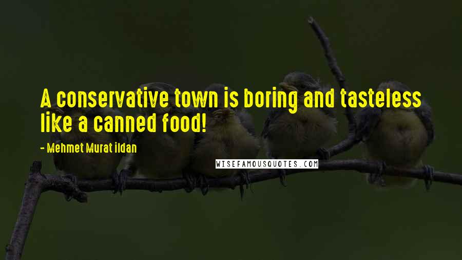 Mehmet Murat Ildan Quotes: A conservative town is boring and tasteless like a canned food!