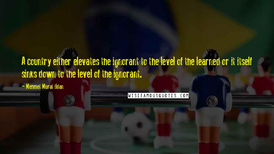 Mehmet Murat Ildan Quotes: A country either elevates the ignorant to the level of the learned or it itself sinks down to the level of the ignorant.