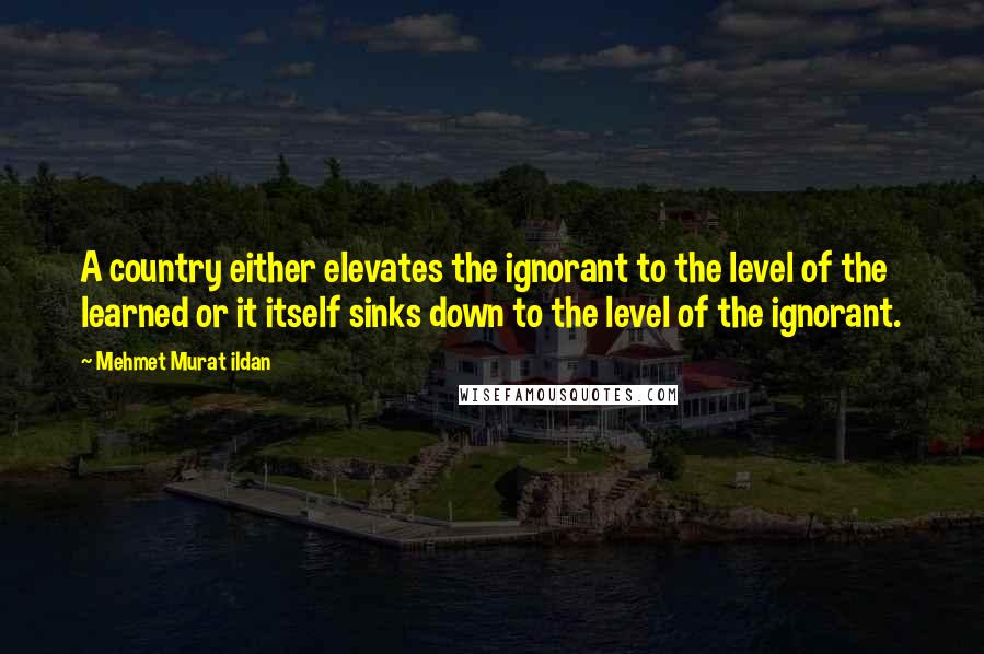 Mehmet Murat Ildan Quotes: A country either elevates the ignorant to the level of the learned or it itself sinks down to the level of the ignorant.
