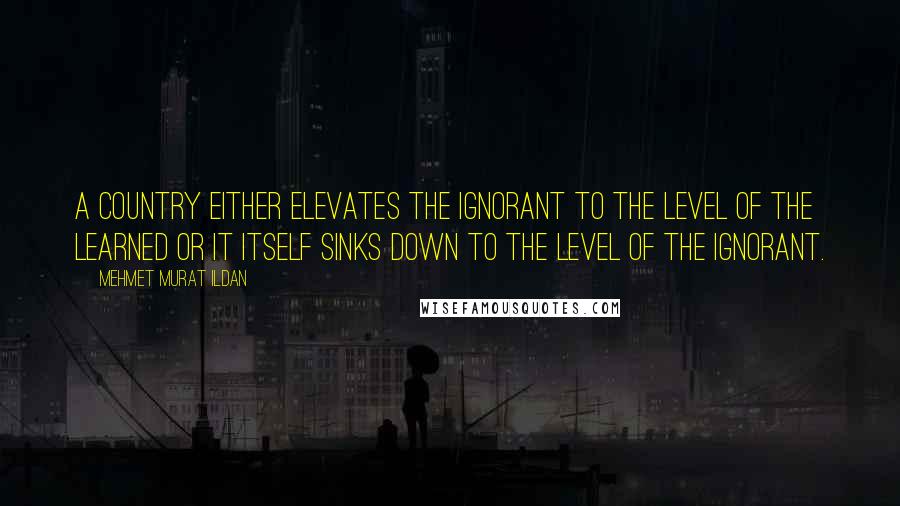Mehmet Murat Ildan Quotes: A country either elevates the ignorant to the level of the learned or it itself sinks down to the level of the ignorant.