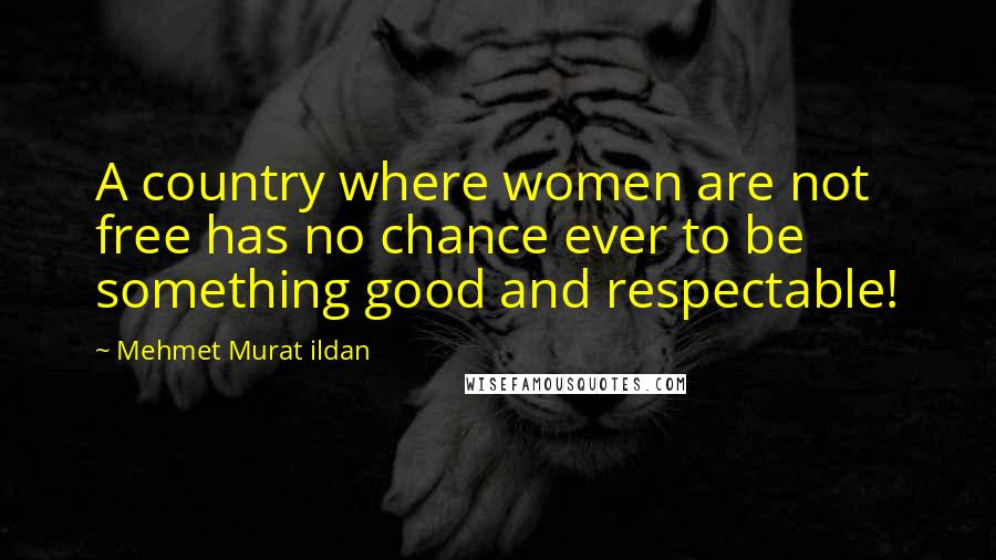 Mehmet Murat Ildan Quotes: A country where women are not free has no chance ever to be something good and respectable!