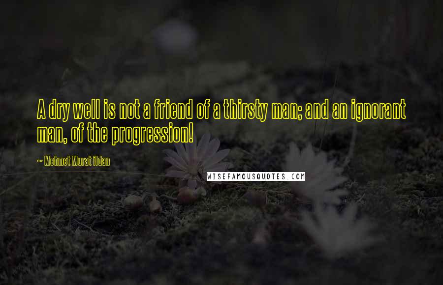 Mehmet Murat Ildan Quotes: A dry well is not a friend of a thirsty man; and an ignorant man, of the progression!