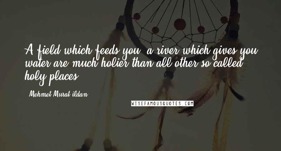 Mehmet Murat Ildan Quotes: A field which feeds you, a river which gives you water are much holier than all other so-called holy places!