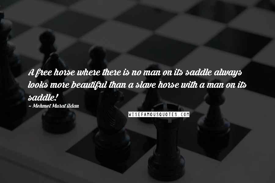 Mehmet Murat Ildan Quotes: A free horse where there is no man on its saddle always looks more beautiful than a slave horse with a man on its saddle!