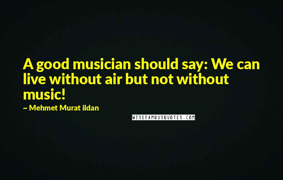 Mehmet Murat Ildan Quotes: A good musician should say: We can live without air but not without music!