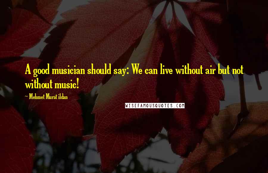 Mehmet Murat Ildan Quotes: A good musician should say: We can live without air but not without music!