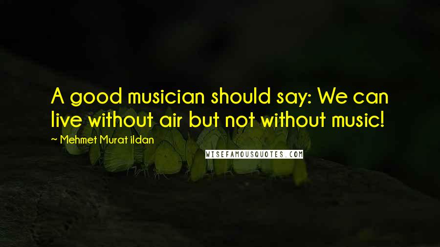 Mehmet Murat Ildan Quotes: A good musician should say: We can live without air but not without music!