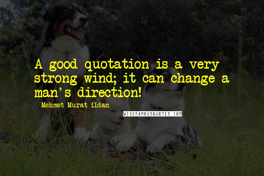 Mehmet Murat Ildan Quotes: A good quotation is a very strong wind; it can change a man's direction!