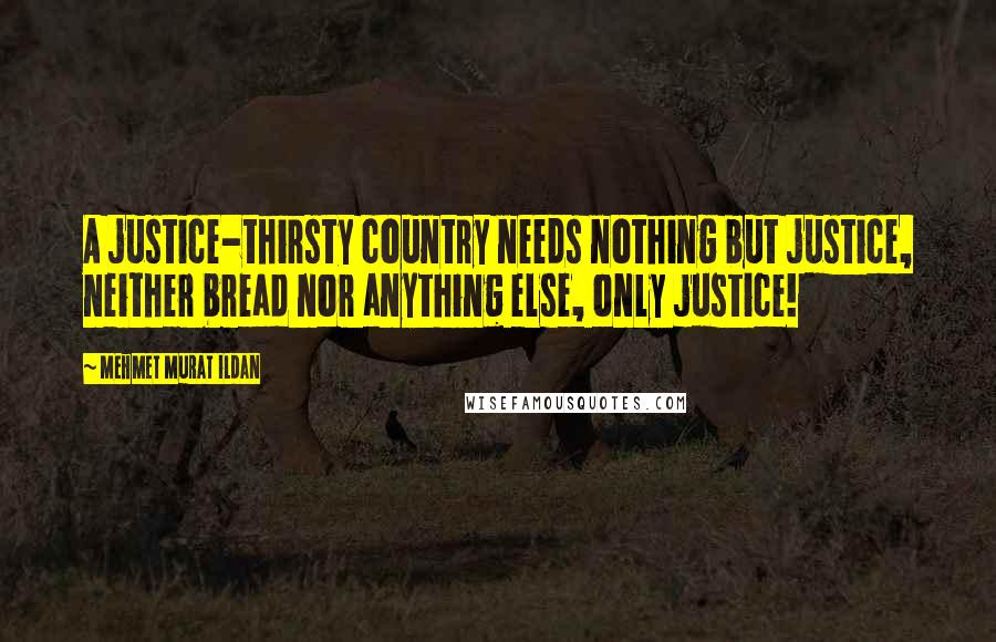 Mehmet Murat Ildan Quotes: A justice-thirsty country needs nothing but justice, neither bread nor anything else, only justice!