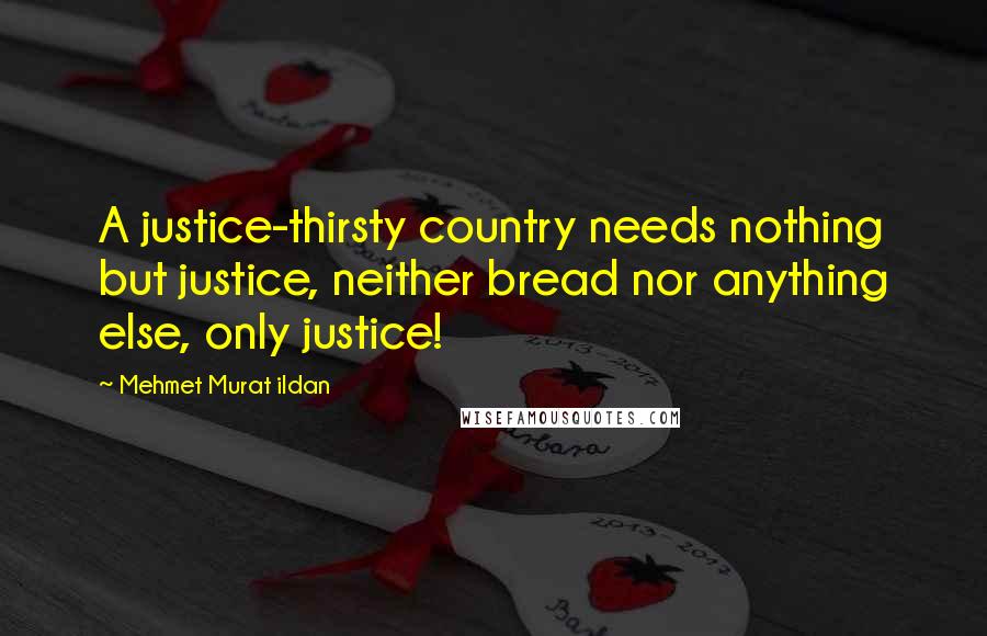 Mehmet Murat Ildan Quotes: A justice-thirsty country needs nothing but justice, neither bread nor anything else, only justice!