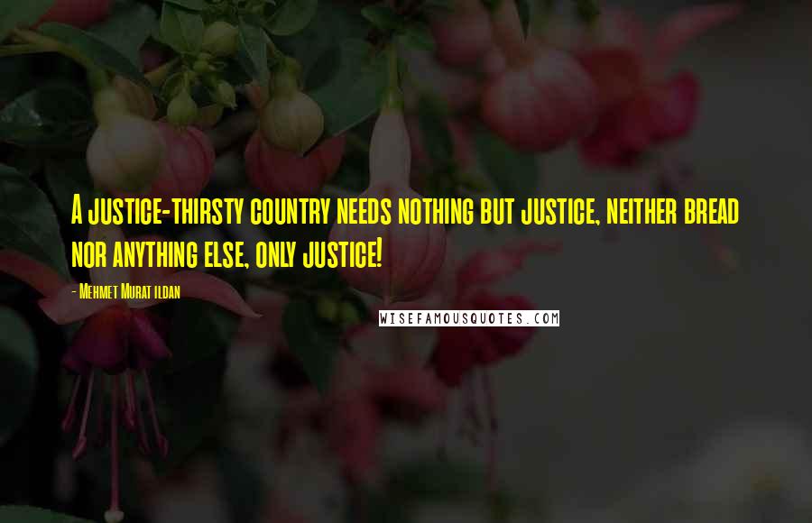 Mehmet Murat Ildan Quotes: A justice-thirsty country needs nothing but justice, neither bread nor anything else, only justice!