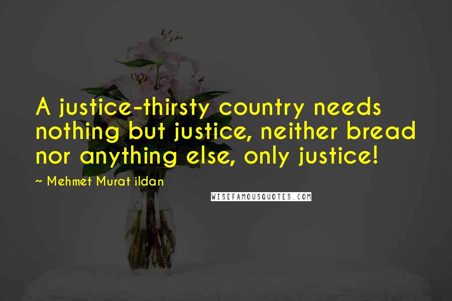 Mehmet Murat Ildan Quotes: A justice-thirsty country needs nothing but justice, neither bread nor anything else, only justice!