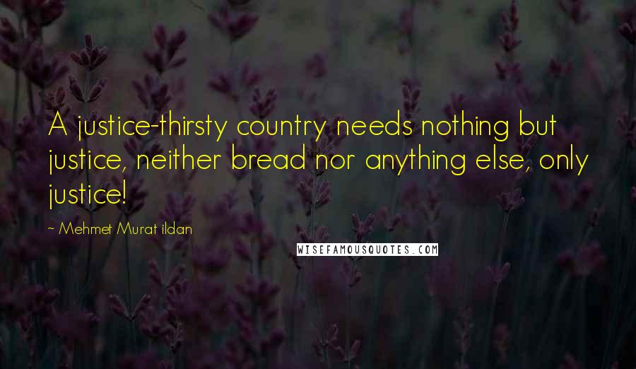 Mehmet Murat Ildan Quotes: A justice-thirsty country needs nothing but justice, neither bread nor anything else, only justice!